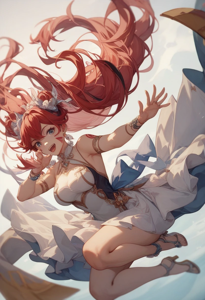 1 beautiful girl with long hair representing the spirit of water, made full of water