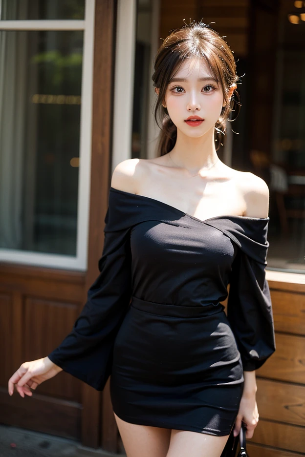 Beautiful Korean woman with fantastic background,