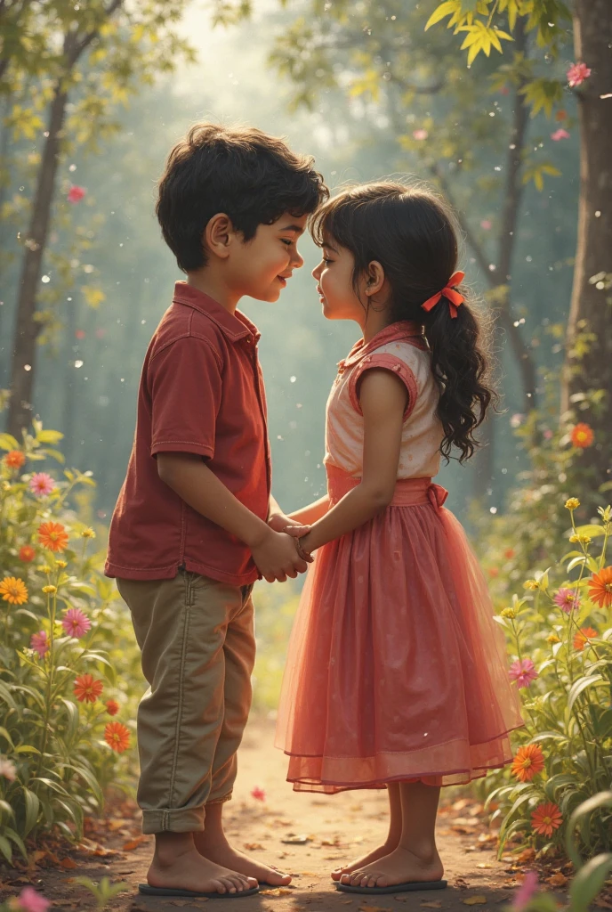 A girl wear a t shirt with written name Zahra and a boy wear a t shirt name Asad and they kiss each other