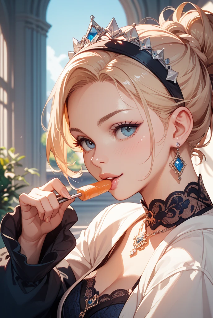 Semen、eat、Sea sage、stuff one&#39;s cheeks、Ultra-detailed illustrations、Ultra-precise expression、masterpiece、Highest quality、ultra High resolution、High resolution、Hiromitsu Takeda Style、White background、Simple Background、Mash Kyrielight、light purple hair,short hair,hair over one eyes、Black sleeveless dress, White collar、Red tie、Black Pantyhose、Brown short boots、Purple eyes、Vulgar expression、smile、Open your mouth、Choker of Hearts、White Breath、Sweat、Glowing Skin、shiny skin、Side angle、Put the plate、、semen、