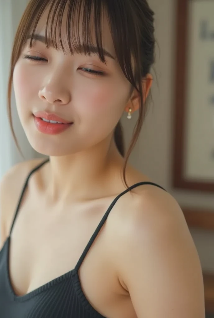 (Big breasts: 1.5), 18 years old, (masterpiece), (Best quality: 1.3), (Ultra detail: 1.2), (Absurd)), (High Resolution: 1.1), (Highly detailed CG), (Force the cake to eat: 1.7), (The area around the mouth is covered with cake: 1.7), Beautifully detailed background, depth of field, Realistic: 1.3, (Ambient light: 1.3), (Movie composition: 1.3), (HDR: 1), Accent lighting, from below, brown eyes, black hair, ponytail, tears, (embarrassing: 1), girl, erotic, revealing lingerie, sweating, tongue sticking, copious drooling saliva, opening mouth, (rolling eyes), ahegao: 1.3), (crying: 1), thighs, thick belly, hollow eyes