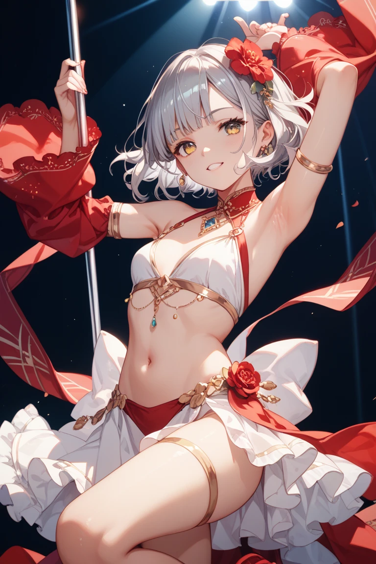 (((highly detailed, extremely detailed CG unity 8k wallpaper, illustration, highres, absurdres, beautiful detailed eyes, finely detailed breasts, highly detail hair)), ((masterpiece))
outdoors,sky,cloud,grass,
((beautiful detailed eyes)),(Transparent underwear),1girl,blush, pov crotch
1girl,solo,chongqing
looking at viewer,smile,one hand holding oil-paper umbrella,
bangs,closed mouth,medium breasts,
cowboy shot,
elbow gloves, red oil-paper umbrella, white gloves,twice red shawl, red skirt,white shirt,shoes, red footwear,
double bun, thighhighs, hair bun, white hair, yellow eyes, white thighhighs, hair ornament, braid, braided bun,side slit, pelvic curtain, floral print,
<lora:chongqing_1.0_quhuafeng:0.6>