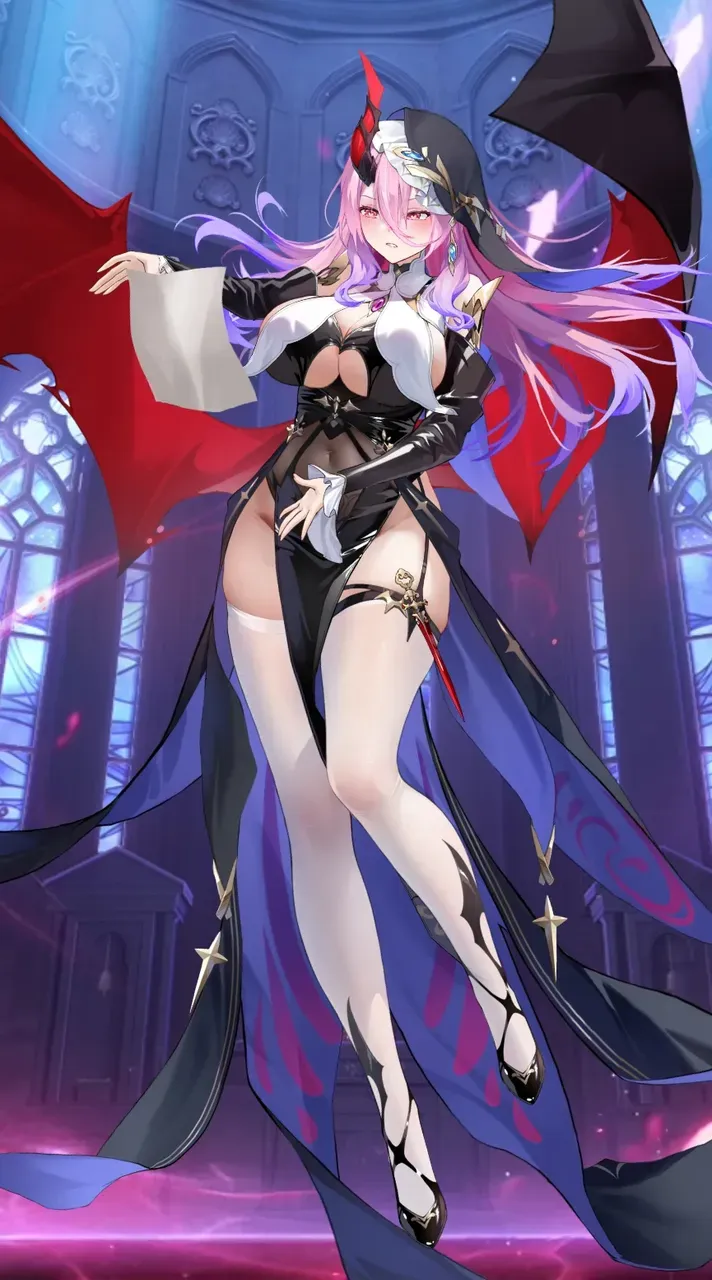 ((((masterpiece, Best Quality, Ultra-high resolution, Best illustrations)))), ((Portrait of a person standing against a white background)), (Very delicate and cute face, Sparkling Eyes), (((black sclera, small white iris))), A beautiful lady named "Sinza" in black is standing diagonally to the left alone., white long hair, large breasts, Her eyes are small white iris and black sclera., She wear black china dress and elbow gloves., full body portrait, evil smile,