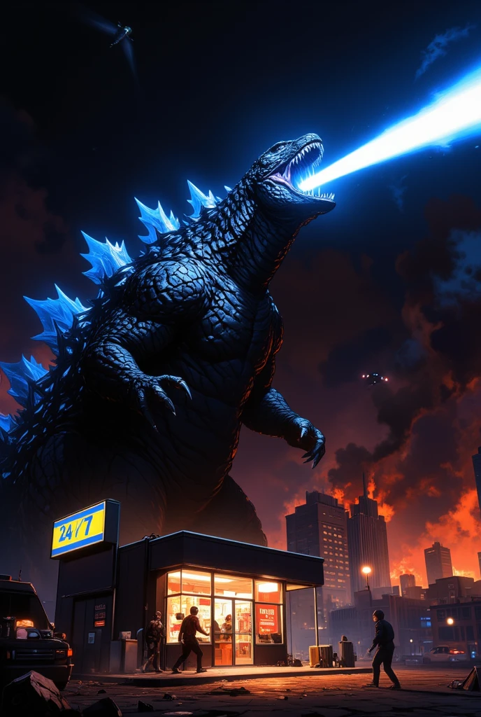 Kaiju destroying a city