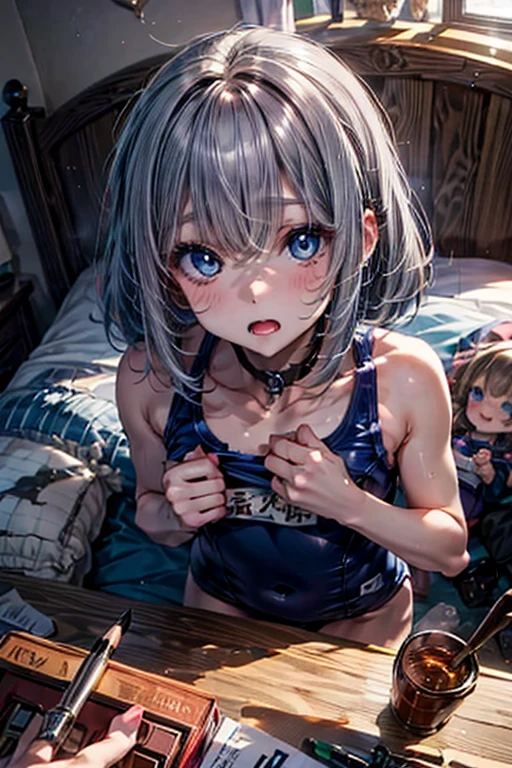nsfw,(super fine illustration,8K CG wallpaper,best quality,extremely detailed,ultra high res,best aesthetic),(cowboy shot,from front),idolmaster, {{{}}}, (16yo, beautiful girl),(beautiful gray eyes), (beautiful gray hair), ((((extra short hair)))), (wet hair), (wet skin), (sweat), (steam), (flat chests,very small breasts),((slender and tall)), ((sports uniform)),(nudi-ty:1.4,top-less:1.4,bottom-less:1.4,expose breasts, breasts out),((((pubic silver hair:1.4))), ((on locker room,perfect lighting)), (((spread legs)))),(open mouths), (shyness), (out tongue),(feel good), (blush),(one eye closed),(((sex,missonary,pov))),(lying on mat),(((ahegao))),(cum shot:1.3),),((bukkake,cum on body:1.9)),(cum on Face:1.9),(cum on armpit:1.5),((multiple boys, peeing on a girl,multiple penises,hands holding penis,gangbang))),(saliva trail,looking up at viewer),(smile:1.9),(cum on mouths),