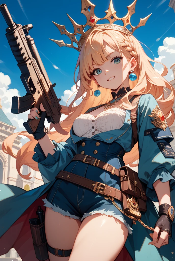 The upper part of the body，Lori huge breasts cleavage，White stockings，Bluecoat，whaite hair --auto