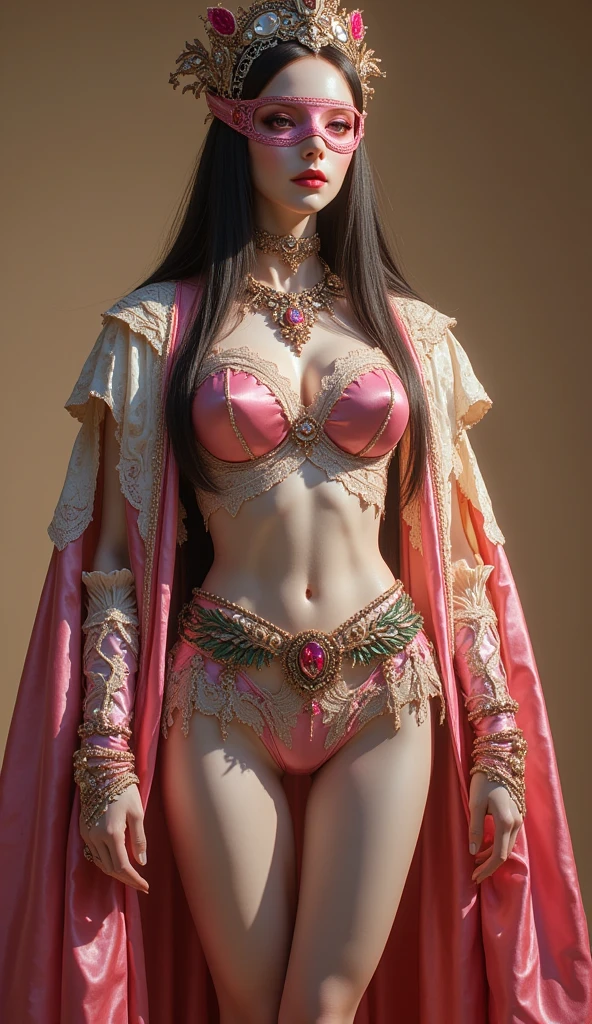 beautiful and delicate woman,The details of the eyes and face are very rich, exquisite eyes, super detailed, High resolution, The content is very detailed,best quality,EnLightenment,Unite,8k wallpaper,masterpiece,best quality,imagine，1 girl，Wear sexy pink bikini armor，Armor pattern metallic style pink priest cloak，priest hat，standing posture，long legs，put on pink boots，look at the audience，Face the audience，flowing long hair，Surreal 8000g，Impeccable，masterpiece，professional artwork，famous artwork，Light，movie bloom，perfect face，pretty face，fantasy，Dreamy and magical，not real，intricate details，Exquisite pattern…Korean woman’s face