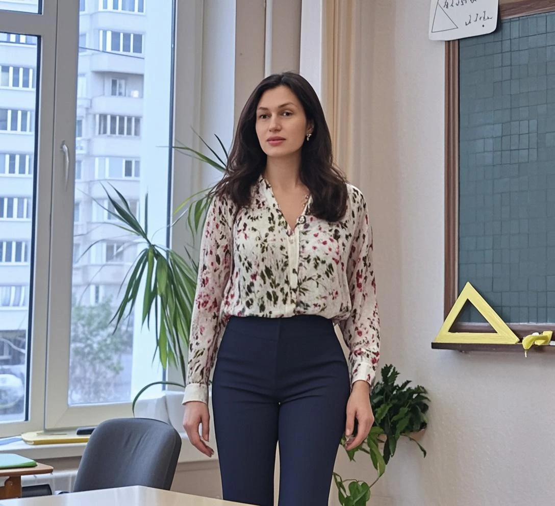 her name is Yasmin Fatima, high quality, ((mature)), ((white pale skin)), 1girl, ((30-year-old fit Swiss woman)), ((30 years old)), ((fit)), ((brunette)), pose: standing, wearing stylish (((black blouse and skirt))), ((BACKGROUND: rooftop in America)), random pose, cranky hair