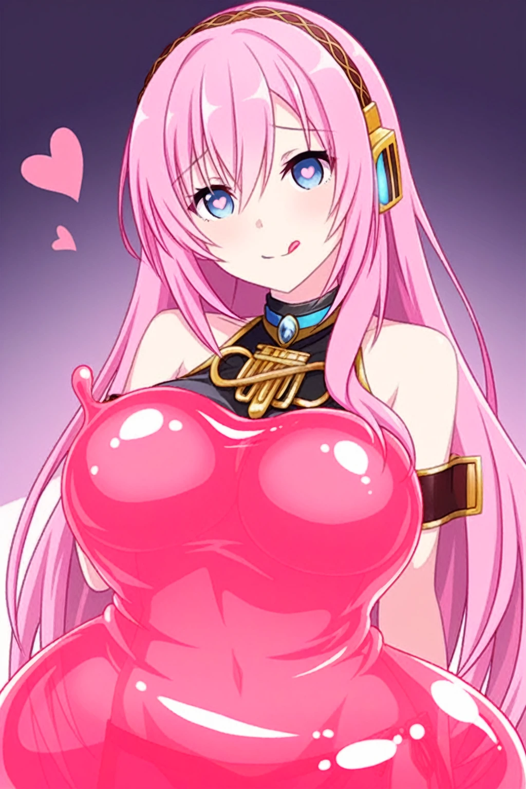 (8K, top-quality, masterpiece:1.2), (reallistic, Photorealsitic:1.37), Super Detail, One girl,), (Highly detailed), (beautifully detailed eyes), (of the highest quality), (super detailed ), (masterpiece), (Detailed face),20yr old, ,1 girl, ((pink hair,long hair)), medium breasts, clothed, Perfect Lighting, BREAK, (blue superheroine:1.5), (shiny blue bodysuit:1.5), (heart-shaped chest cutout:1.4), (long sleeves:1.3), (blue gloves:1.2), (blue knee-high boots:1.4), (blue belt:1.2), (heart accessories:1.3), (dramatic makeup:1.3), (very tight-fitting bodysuit:1.5), (glossy stretchy fabric:1.3), BRAKE, (blue superheroine:1.5), (long pink hair flowing over one shoulder:1.4), (smiling with a hint of a wink:1.3), (chest cutout in heart shape:1.4), (glossy blue bodysuit:1.5), (flirty expression:1.3), (seductive pose:1.4), (mysterious gaze:1.2), (blue gradient background with subtle shine:1.3), (dramatic lighting emphasizing chest and hair:1.5), BRAKE (sweat:1.5), (steam:1.2), (girl trembling with sexual climax:1.1), (looking at viewer:1.3), ahegao, (open mouth, drool:1.2), (Lots of white liquid:1.2), (lots of cum:1.2)