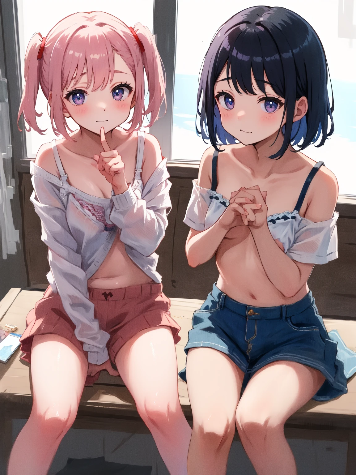 absolute resolution, super high quality, Super detailed, official art, masterpiece, Masterpiece Break One、女の赤ちゃん2people:1.85、３year old child２people:1.85、on a fluffy futon:1.85、M-shaped spread legs:1.85、baby clothes:1.85、Enlarged photo from the front、Cute Kids Room:1.85、((baby face:1.85、baby face:1.85、baby face:1.85、かわいいbaby clothes:1.85、３year old child２people:1.85、Ultra short height:1.85、Super young:1.85、vagina:1.85、Ultra-flat chest:1.85、baby face:1.85、baby face:1.85、baby face:1.85、Ultra-flat chestのshow nipples:1.85、please open your mouth wide:1.85))、超小さくてSuper young:1.85、baby face:1.85、open one&#39;chest of，Ultra-flat chest:1.85、Ultra-flat chestのshow nipples:1.85，show nipples:1.85、A painful look、crying face、blush、my eyes are full of tears, please please open your mouth wide:1.85，((vagina内に挿入された巨大なペニス:1.85、semen:1.85))，vagina 、On the crib:1.85，open one&#39;chest of，Ultra-flat chest，Ultra-flat chestのshow nipples:1.85、(pink hair、short bob、Pigtails、beautiful pussy、Cute Kids Room、trembling:1.2)