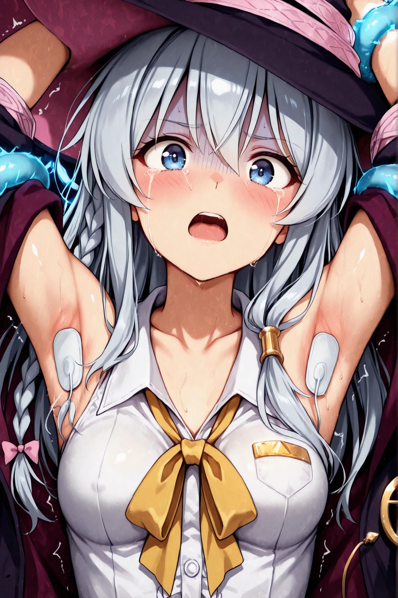 Add a big electric massage pads on both armpits skin