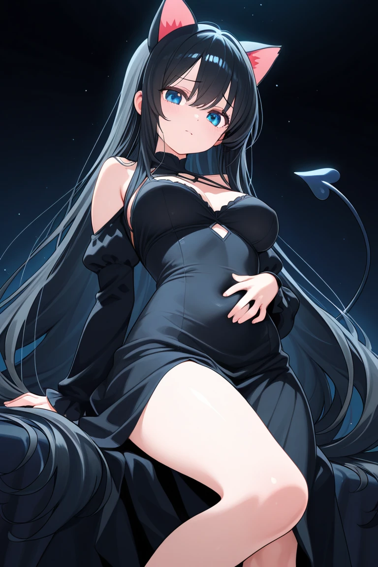 one pregnant anime girl with white hair and red eyes, chained and laying on a bed. Sad. breast feeding