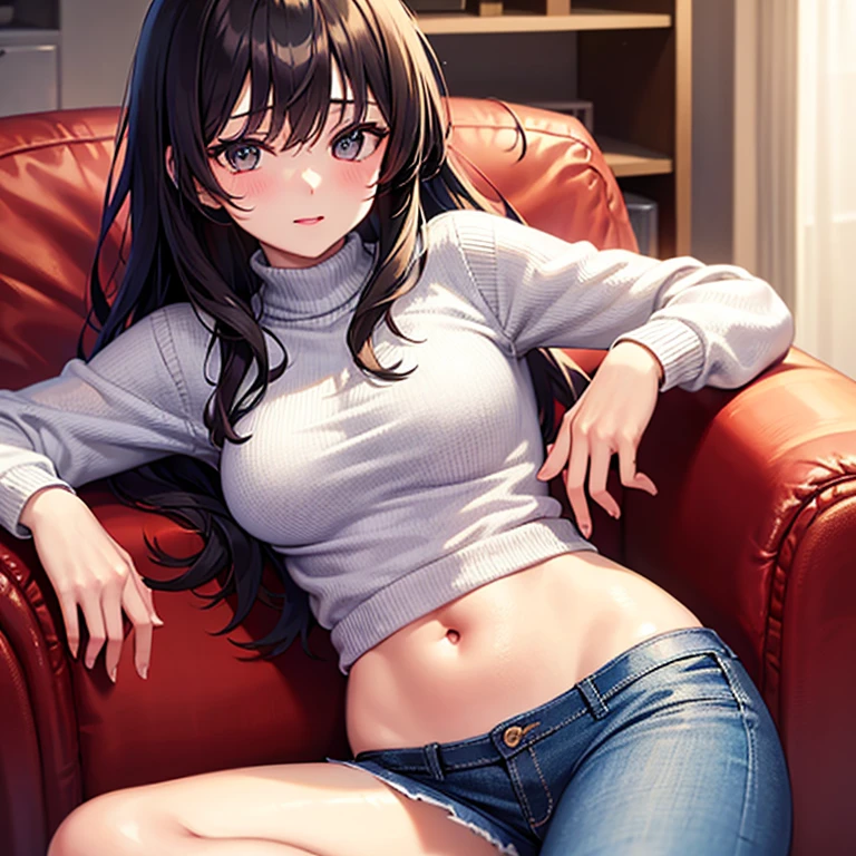 anime girl sitting on a chair in a room with a window, seductive anime girl, attractive anime girl, realistic anime 3 d style, beautiful anime girl, cute anime girl, realistic young anime girl, smooth anime cg art, anime girl, realistic anime artstyle, pretty anime girl, beautiful alluring anime woman, photorealistic anime, an anime girl, realistic anime art style