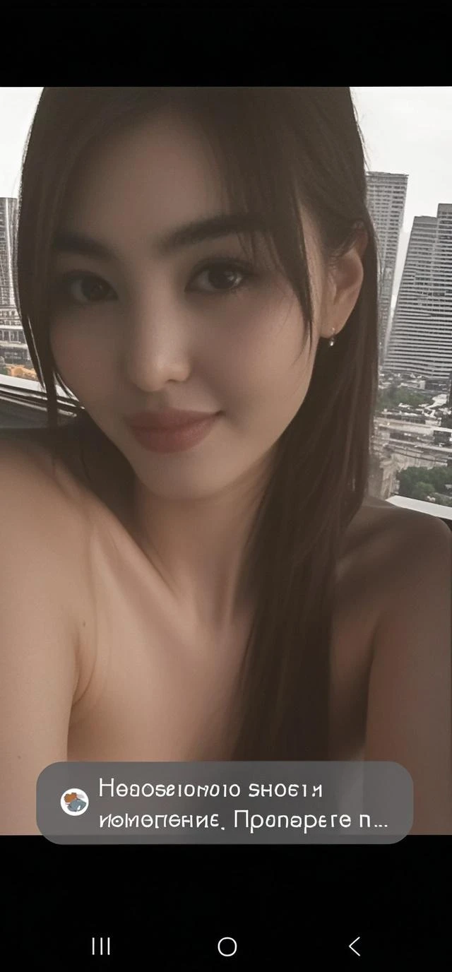 (((selfie))), ((Midnight, Best quality, 8k, Masterpiece :1.3, Photorealistic:)), Whole body, Long legs, Ultra High Resolution, Sharp focus :1.2, A pretty woman with perfect figure :1.4, Slender abs :1.1, ((Dark brown hair, Big breasts :1.2)), (nude naked, thighs,, standing in outside, night sky, skyline), Highly detailed face and skin texture, Detailed eyes, Double eyelid,