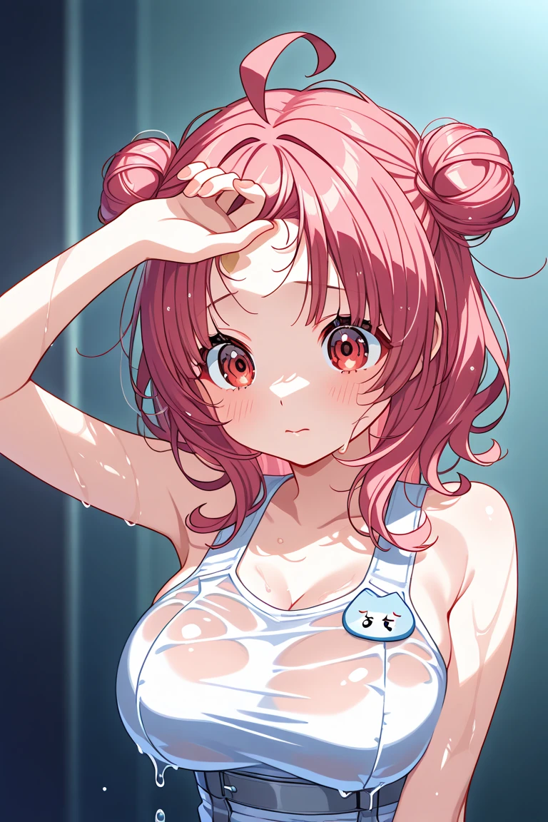 High quality、16 km race、anime screen capture、(((NSFW)))、(((bukkake)))、Lori、low length、(((smaller breasts)))、(obesity)、(thick thighs)、(Pink hair)、(((Wavy Hair)))、Ahoge、(Barrette)、 (short hair)、bob cut、(dripping sweat)、:o、(Mouth wide open)、((Orange eyes))、light blue striped knee socks、Light blue striped bikini、yellow headphones、big ass、(cat pose)、(((((embarrassing)))))、Hands behind the head、both armpits、idol costume、Bathroom、(((bubble baths)))、sitting on the floor、legs spread、