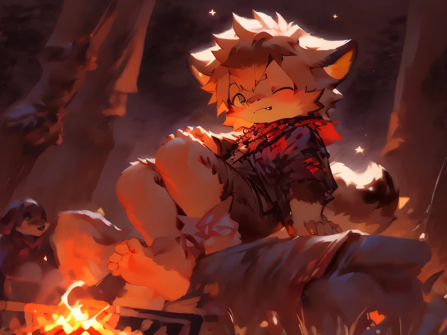 man,gray white tiger,Tough expression,long hair,scarf,It&#39;s hard,naked,Shame,shame,Closing your eyes,yellow eyes,whirl,penis,tatami room background,drooling,Sticky precum,semen,Hug,stroking,lying down,Skinship