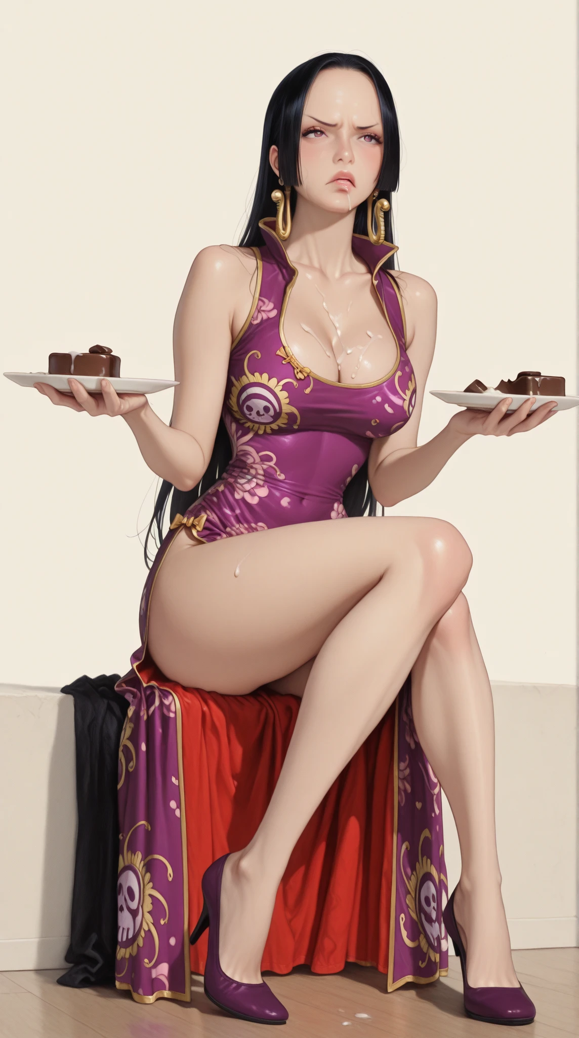 1girl, <lora:chun_li_nocrop:1>, chunli eating a (pizza:1.3), white shoes, beach in background, asian woman, masterpiece, digital painting,