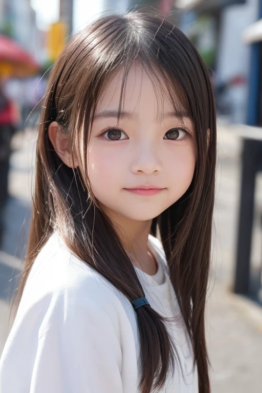 Best-quality, Masterpiece, Ultra-High-Resolution, (Photorealistic:1.4), Raw-Photo, 1girl, 13-years-old, the most famous Japanese idol, ((extremely cute face like the most popular Japanese idol, ((extremely cute and extremely big black-eyes)), extremely beautiful hair))