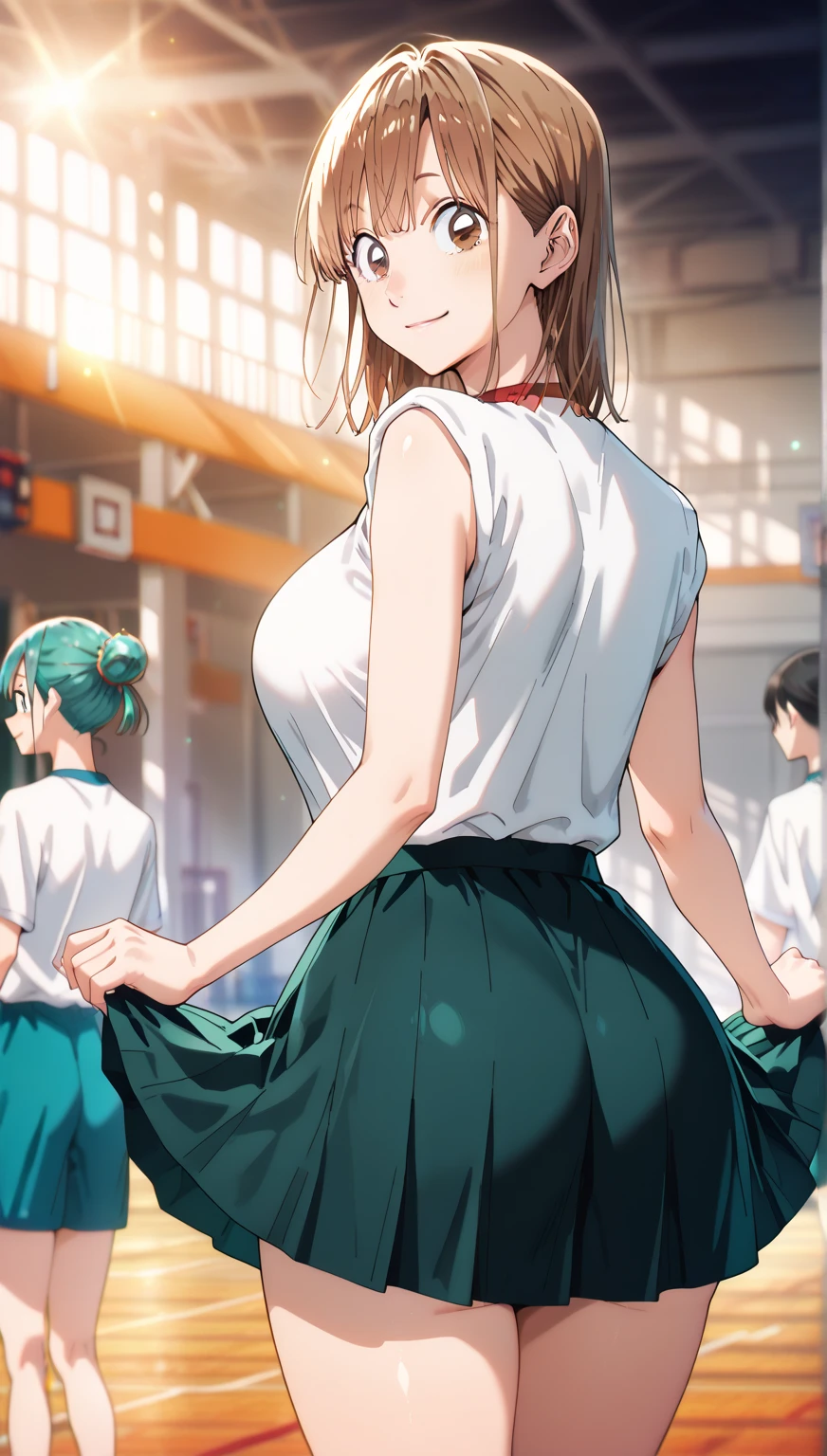 masterpiece, best quality,gender transformation, mtf, sequence, full body, standing, simple white background, t-shirt, undressing, nipples, pants, skirt,pussy,
<lora:gender-transformation:0.9>