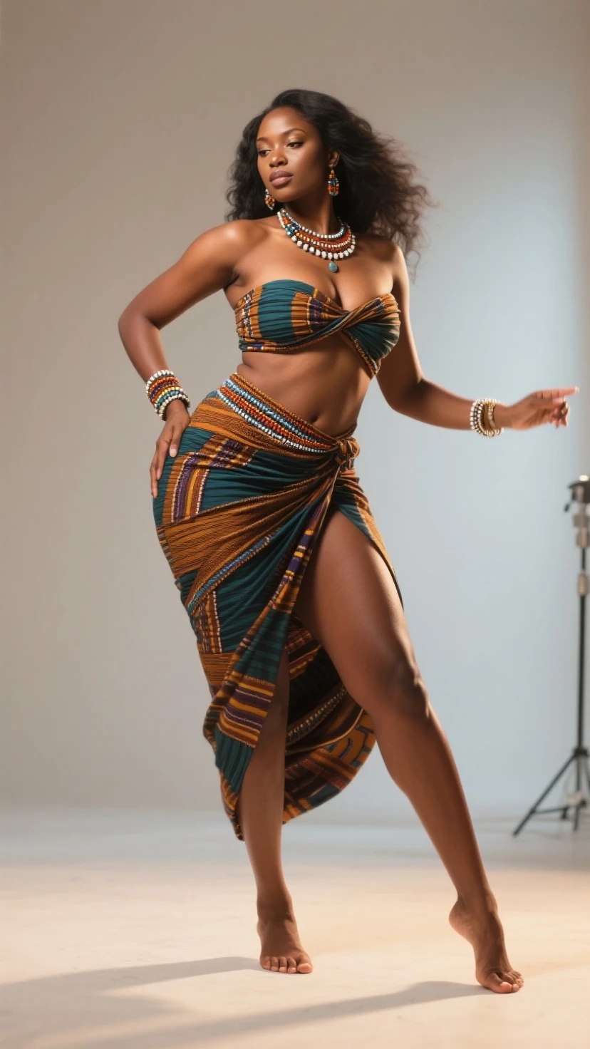 (african,beautiful detailed eyes,longeyelashes,beautiful detailed lips),(beautiful girl,traditional dance, full body, most attractive, graceful movements),(:0.9),(well-shaped body:1.1),(dancing),(traditional African attire),(vibrant colors),(soft lighting),(oil painting),(highres),(ultra-detailed),(realistic),(portrait)