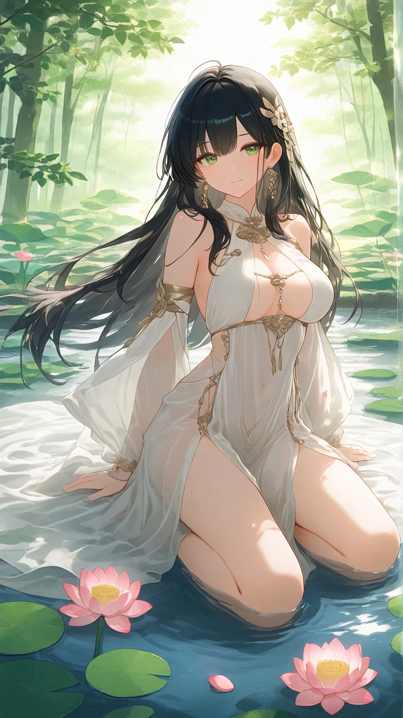 ((RAW Photos)), ((masterpiece)), (Tree Spirit,young woman in a dress,One person:1.3), (Full Body:1.2),Intricate details, View your viewers, beautiful, Fine eyes and lips,White background,Fantasy,Perfect Face, (1 girl),Big shiny clear golden eyes,Long black hair tied up,Erotic perspective,shy,Fantasy,beautiful表情,Detailed facial expressions,Low exposure