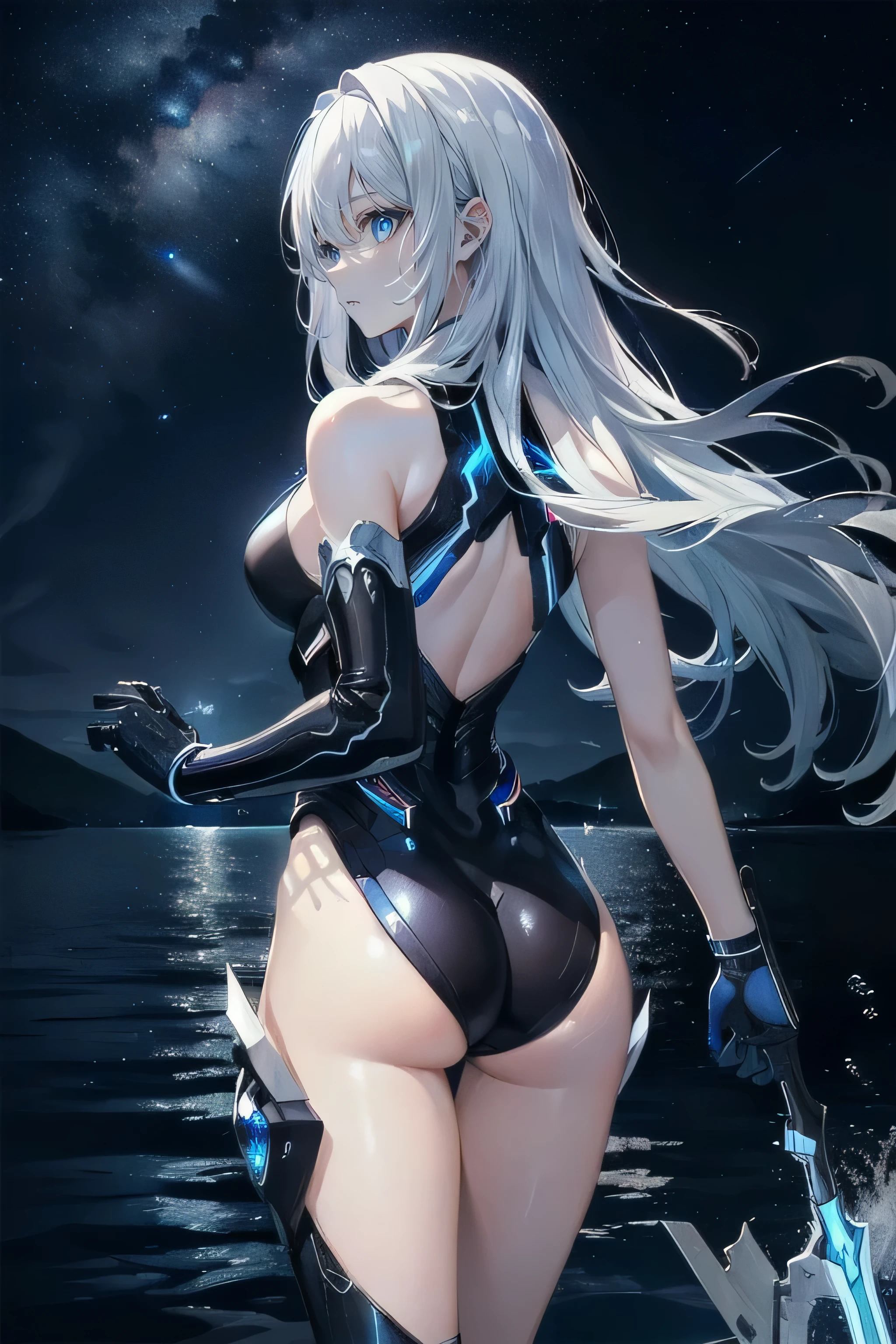 (realistic:1.2), (masterpiece, best quality, ultra-detailed), (beautiful detailed face, beautiful detailed eyes, volumetric lighting),1girl, solo, (dutch angle:1.3), (colourful hair, blue eyes:1.4), small breasts, twin_tails, (Aquamarine One-Piece Swimsuit, :1.2), monocle,mksks style, (beautiful detailed hill, noon:1.2), (light particles, lens flare, chromatic aberration:1.3), no glasses, thicc_thighs, long legs,