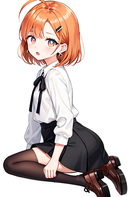 A female teacher wearing a black system, a white shirt and sneakers，She has short red hair，The orange eyes seem to reflect each other。
　　
The female teacher's eyes narrowed into a slit，Said with a smile。