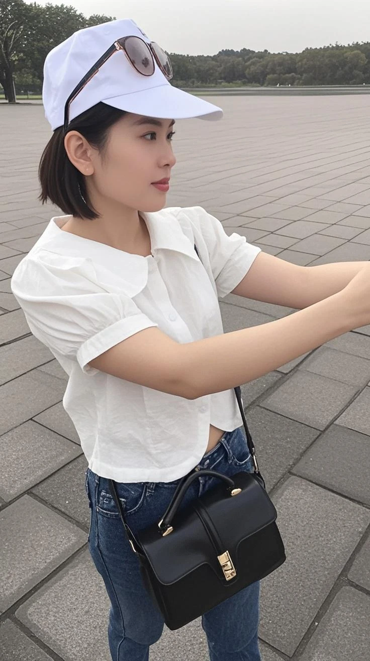 the Extremely Detailed CG Unity 8K Wallpapers、top-quality、ultra-detailliert、​masterpiece、realisitic、Photo Real、Very detailed cute lady、20yr old、((skirt lift by yourself)))、(Lifted by yourself)、White lace panties、panties focus、red blush、cparted lips、looking at the viewers、Semi-body shot、(Large crowds)、(Crowded museums)、Short bob cut、Facing the front、Beautiful skins、frombelow:1.5