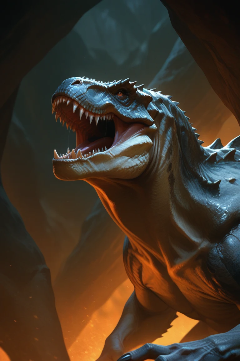 ((high quality)), ((masterpiece)), 8k, anime, black circle, dinosaur, big teeth --auto --s2