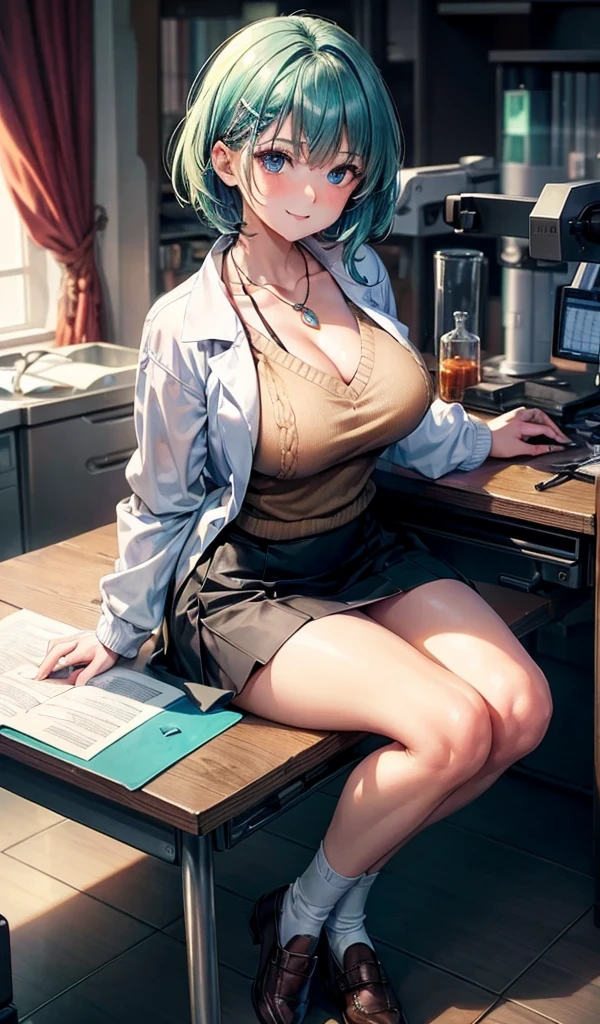 a very busty hot indian women arguing with the staff members,bold,wet body,pov,milk cow,hd details,perfect face,perfect eyes,((huge breast))((large breast)) pinup model,,nanakusa hazuki, green hair, green eyes, folded ponytail, office lady, cardigan, shirt, long sleeves, pencil skirt, pantyhose,Comic Art Style --auto --s2