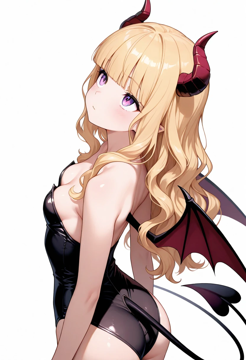 (masterpiece:1.3), (absurdres:1.3), (best quality:1.3), (ultra-detailed:1.3),(best shadow:0.7), (handled hair), pureerosface_v1, perfect anatomy, 1girl, solo, yuzuki_choco, (blonde hair, very long hair, asymmetrical bangs, aqua eyes, glowing eyes, demon horns, pointy ears), beltbra, halterneck, micro panties,