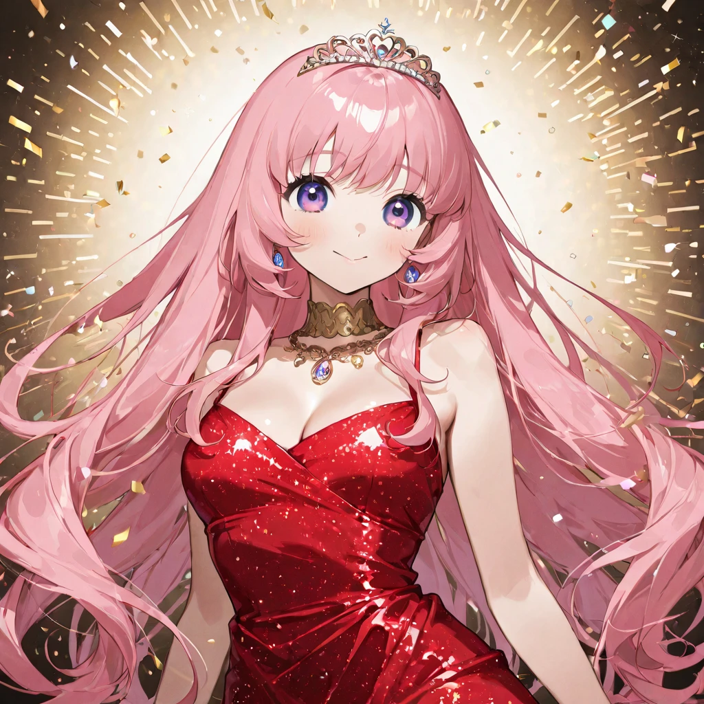 ((Highest quality)), ((masterpiece)), (detailed), (Perfect Face)、The woman is Lacus Clyne, the wife of the leader of a mysterious evil god cult. She has blue eyes, medium-long pink hair, a hair accessory, is wearing the mysterious and luxurious clothing of the evil god cult, a necklace and accessories with mysterious devil symbols, a luxurious head chain tiara, and an engagement ring.、The woman is the wife of a middle-aged, bearded leader of a mysterious cult of evil gods.、He is standing at the altar of the Evil God Cult with a mysterious cult leader dressed in luxurious cult leader clothing.