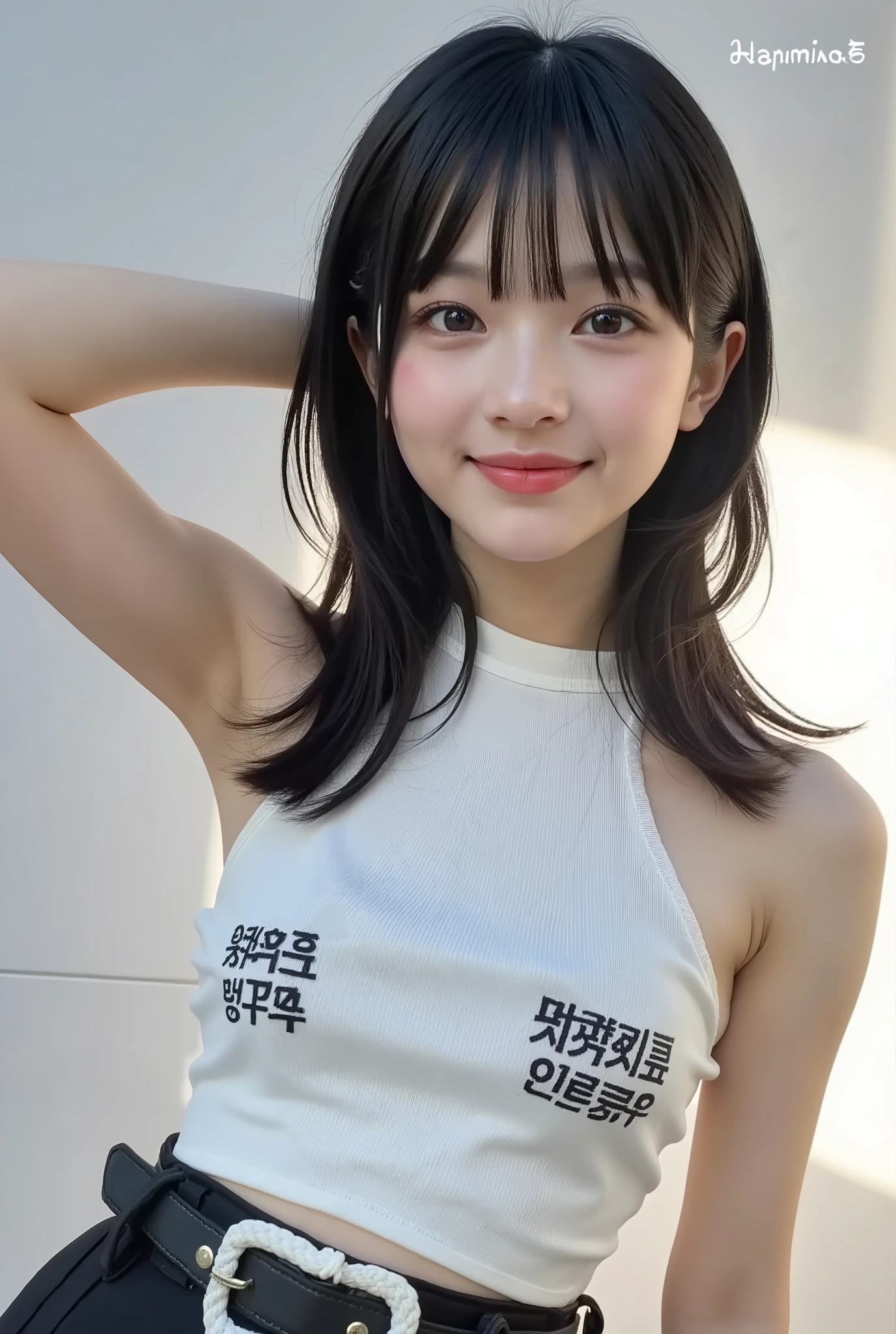 {{{top quality:1.8}}}, {masterpiece}, {16 kg、Highly Detailed Face-Eyes}, {Beautiful skin}, {professional lighting)}},{high accuracy selection},{{{{chestの上の顔の写真}}}},{{One high school girl :Smile Yan:chest:Nipples}}、{{{{Smile:big double eyelids:mascara: teardrop bags:long eyelashes:1.8}}}、{{{{透けて見える白いタンクトップ-Nipples:1.8}}}},{{bob cut::Princess Cut:ponytail:1.8}},