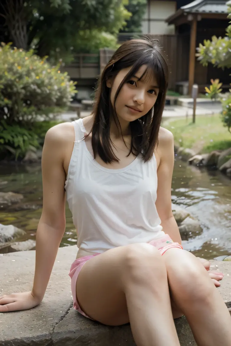 Japanese junior high school student, no panties, no bra, nude, naked, small breasts, cute, neat, serious, in front of a white wall, cute woman, cute face, looking up, half-open, cute Japanese girl, portrait, real thing, standing upright She has a slim physique, dark complexion, but has sunburn marks on her torso, double teeth, and small breasts. No expression, hemp rope bondage, whole body focus