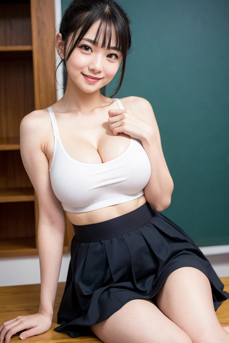 (Primary school students:1.2)、(Small breasts)、(Tight short-sleeved lace blouse)、(Lace mini skirt:1.5)、Braid、My belly is visible、Erect nipples