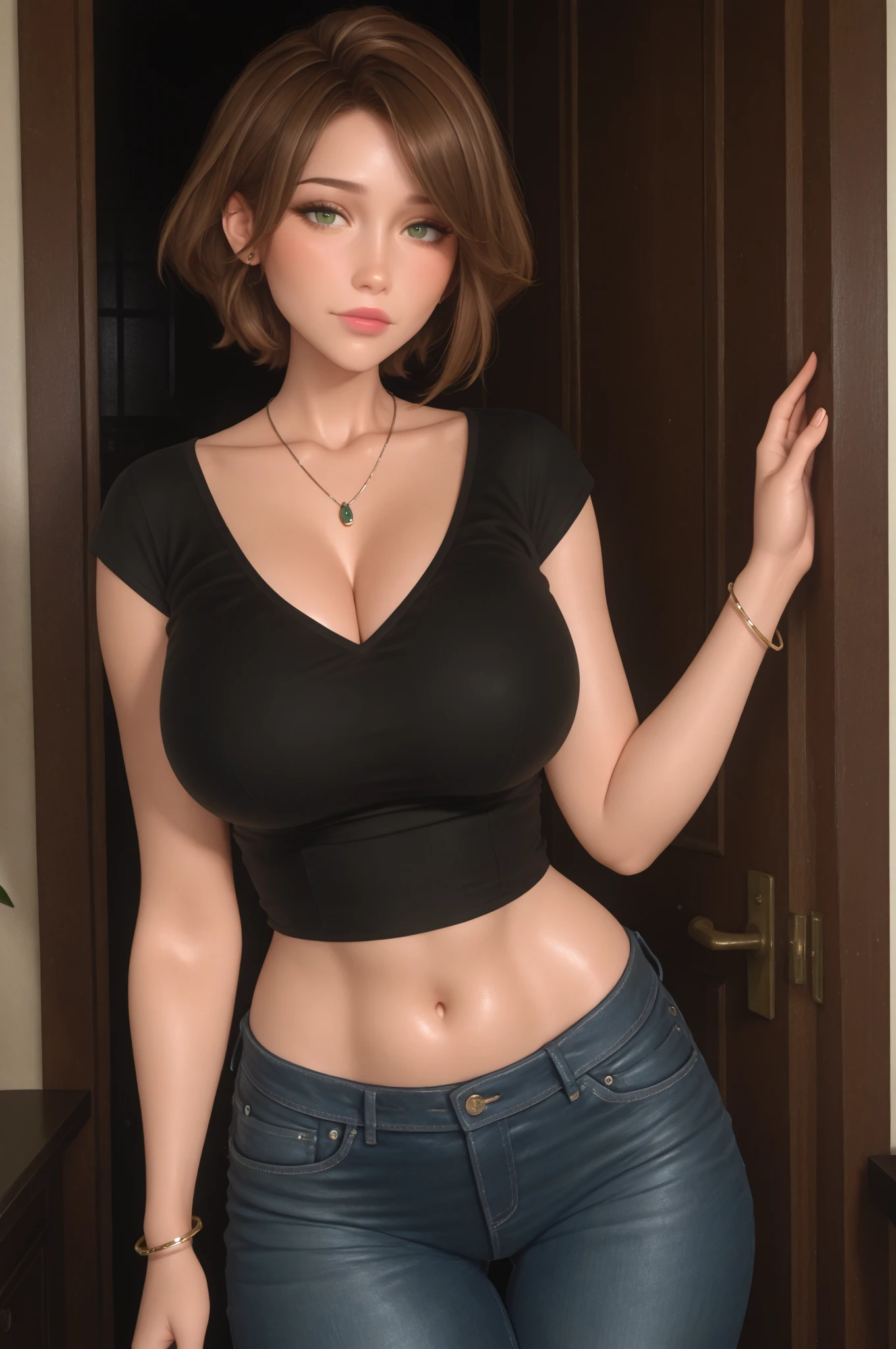 highres,absurdres,masterpiece,best quality,original,extremely detailed CG,extremely detailed wallpaper,perfect lighting,jitome,lips,makeup,standing on the stage,blurry background,
<lora:CLTOP+HotOutfit_HPJ:0.6>,hot pants jeans,
