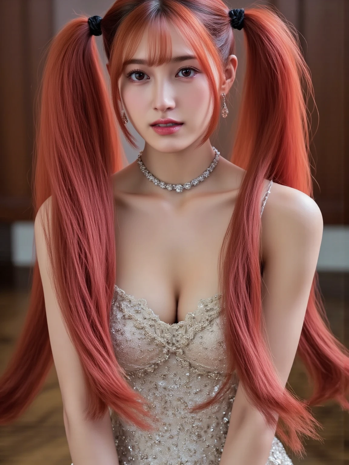 Una caricatura de una mujer con cabello rojo y grandes., portrait of megara, megara, britney lee, diosa pelirroja, la diosa hera luciendo enojada, Afrodita, pecho melancólico, la diosa griega afrotita, la diosa artemisa sonriendo, la diosa hera luciendo enojada, krenz cushart y artgerm , jisoo from blackpink, popular south korean makeup, quality detailed ,(beautiful makeup :1.2), Wide hips, big, big ass, (t quality, 8K, masterpiece: 1.3), Clear focus: 1.2, Perfect body beauty: 1.4, strong abs, Very detailed face and skin texture. , detailed eyes, double eyelids, (long hair), having very marked curves, with greater volume in ((hips and breasts)) makes the waist look much smaller ((wasp waist)).(obra maestra, calidad superior, mejor calidad, arte oficial, profundidad de campo, Belleza y Estética: 1.2), renderizado pináculo, Representación realista, (1 chica)