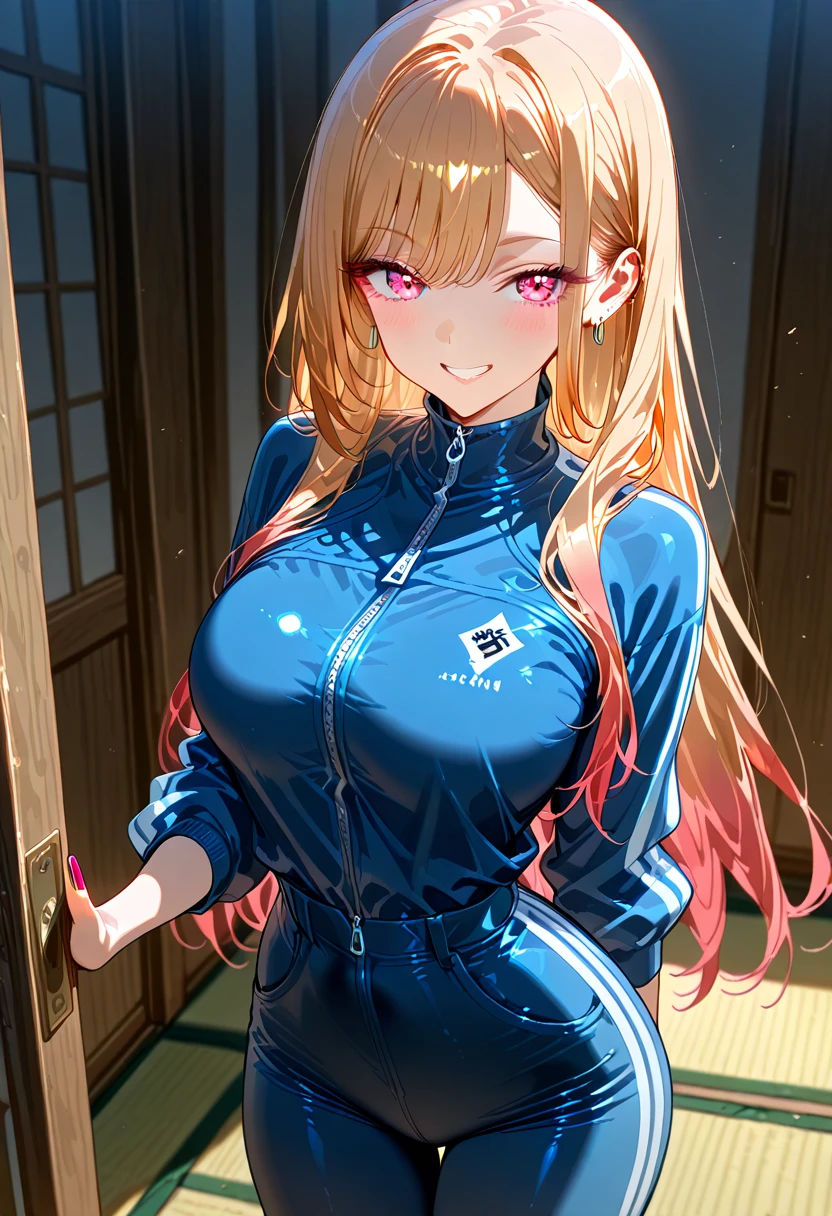 Masterpiece ,best quality , high resolution , (1 girl solo:1.38) , (Mysterious Heroine X , ahoge,blonde hair , ponytail, hair between eyes), one side up) , (cleavage:1.2) , (medium breast:1.28) , (wear jacket , baseball hat , micro_short , top tank) , (cleavage:1.15) , (big breast:1.1) , (face view , front view , look at view) , ( night , moonlight , windows , outdoor ) , (standing , thighs ) , (cowboy_shot) , ( smile , open mouth , full face blush , shy )