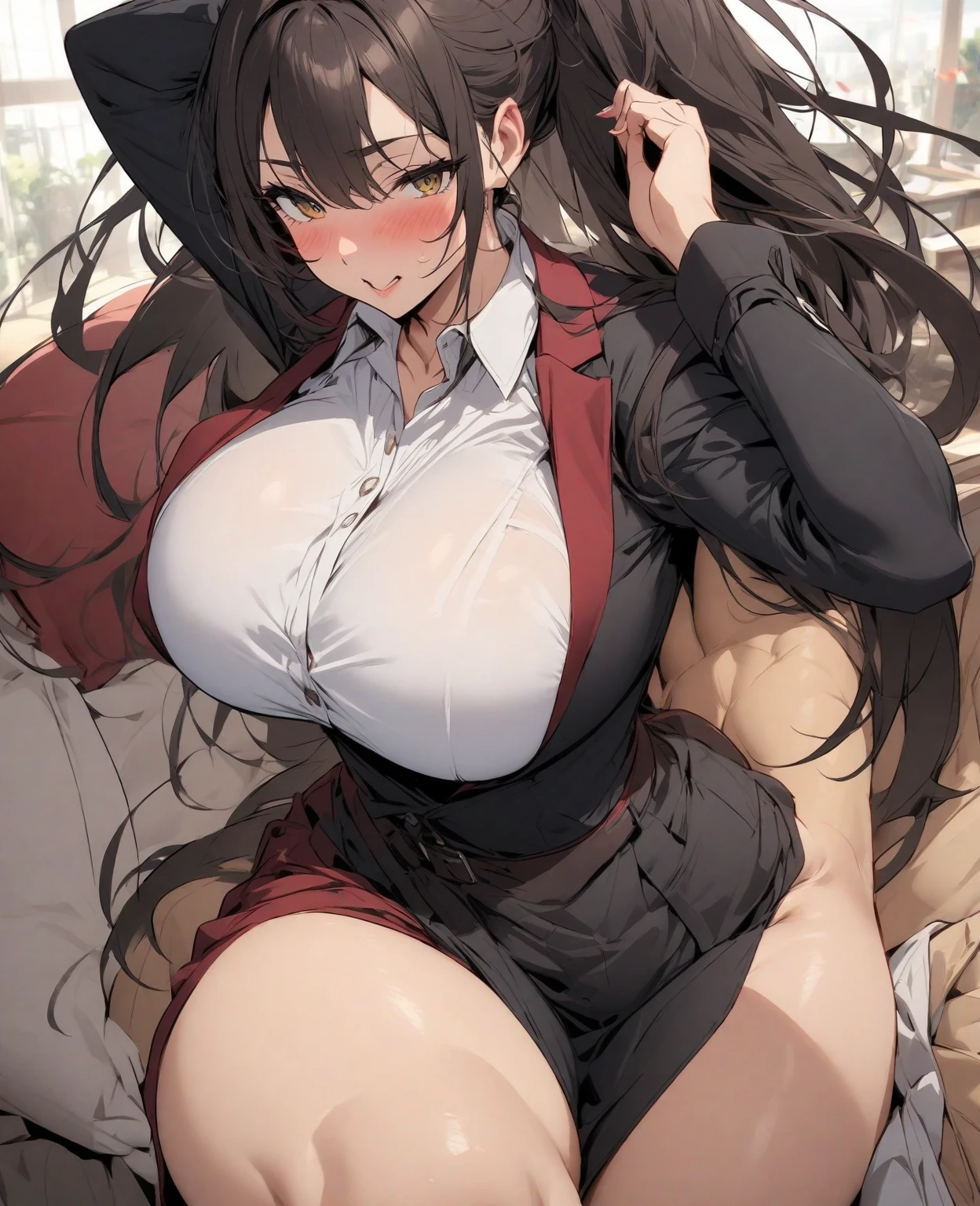 1girl,solo,highres,photorealistic, (best quality:1.1), (masterpiece:1.4), (absurdres:1.0)
jabami yumeko,at garden,pose,blunt bangs,large breasts,
white bra,white panties,white shirt,red school uniform,red eyes,black thighhighs,Staggered Lattice Pattern pleated skirt,
tight panties,tiny bra,bra out ,clothes pull,narrow waist,
naughty face,blush,orgasm,unbuttoned school uniform lift,panty peek,
(face close up,looking looking at viewer,portrait,facing front),
<lora:kizukiKakeguruiJabami_v10:0.65>