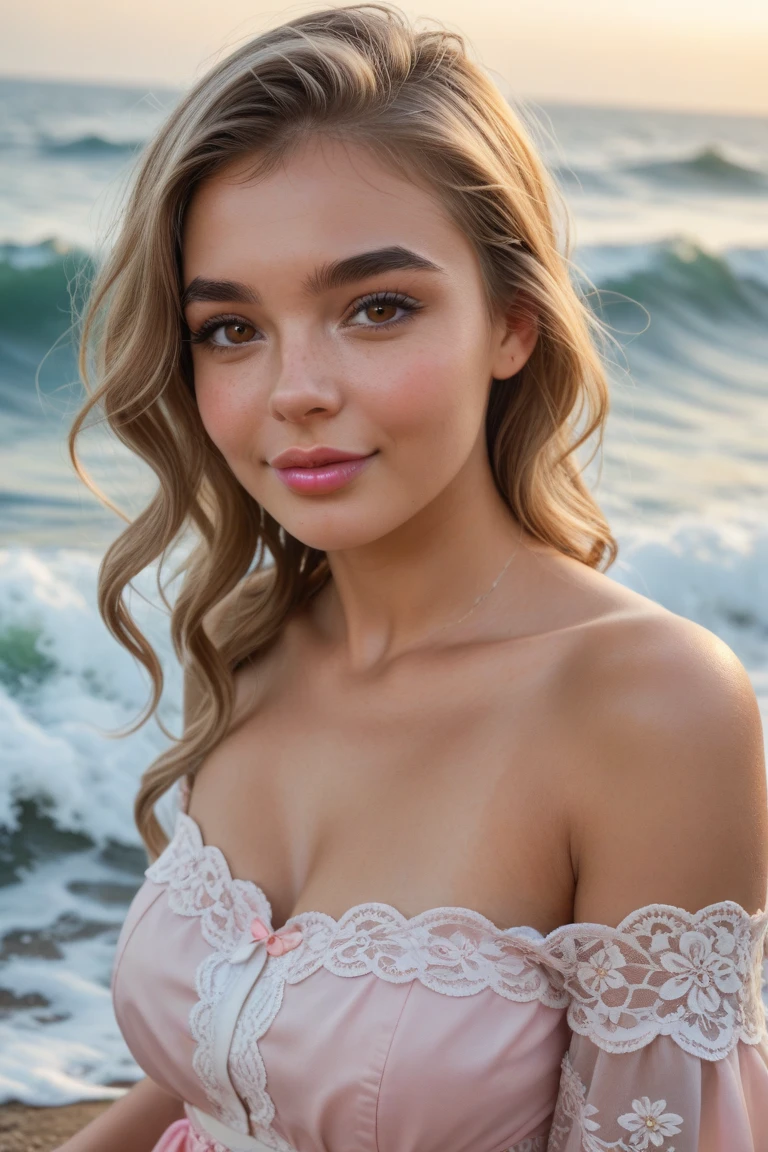((best quality)), ((masterpiece)), (detailed), (a full photograph of a beautiful 15-year-old girl, (Smiling:0.5), (Highly detailed face:1.4), ass pov, Nikon D850, film stock photograph, 4 Kodak Portra 400, camera f1.6 lens, saturated colors, hyper realistic, lifelike texture, dramatic lighting, Cinestill 800, Vintage lighting, Medium curly hair, perfect face , (masterpiece, low angle wide-shot, high quality), (full-body portrait:1.1), solo, hanging in a beautiful beach with sunset, sitting in a cafe, hand is in her hair pose, blonde hair, brown eyes, red lipstick, red eye shadow, blush, ( blonde hair:1.3), (indian_american, 18 years old:1.3), sexy, pure innocence, (light smile:1:1), in love, red cargo pants, deep cleavage, huge breast, huge behind, detailed natural skin texture, seductive gaze, detailed lighting, (wine Red:1.1) , shallow depth of field, romantic sitting, dreamy pastel palette, whimsical details, captured on film, (intricate details:0.5), Her skin is a flawless deep honey, exuding a natural glow, photorealisticwoman, flower dress, colorful, darl background, Romance_Fantasy theme, exposure blend, full shot, bokeh, (hdr:1.4), high contrast, (muted colors, vibrant colors, soothing tones:1.3), low saturation , crowded place , enjoying