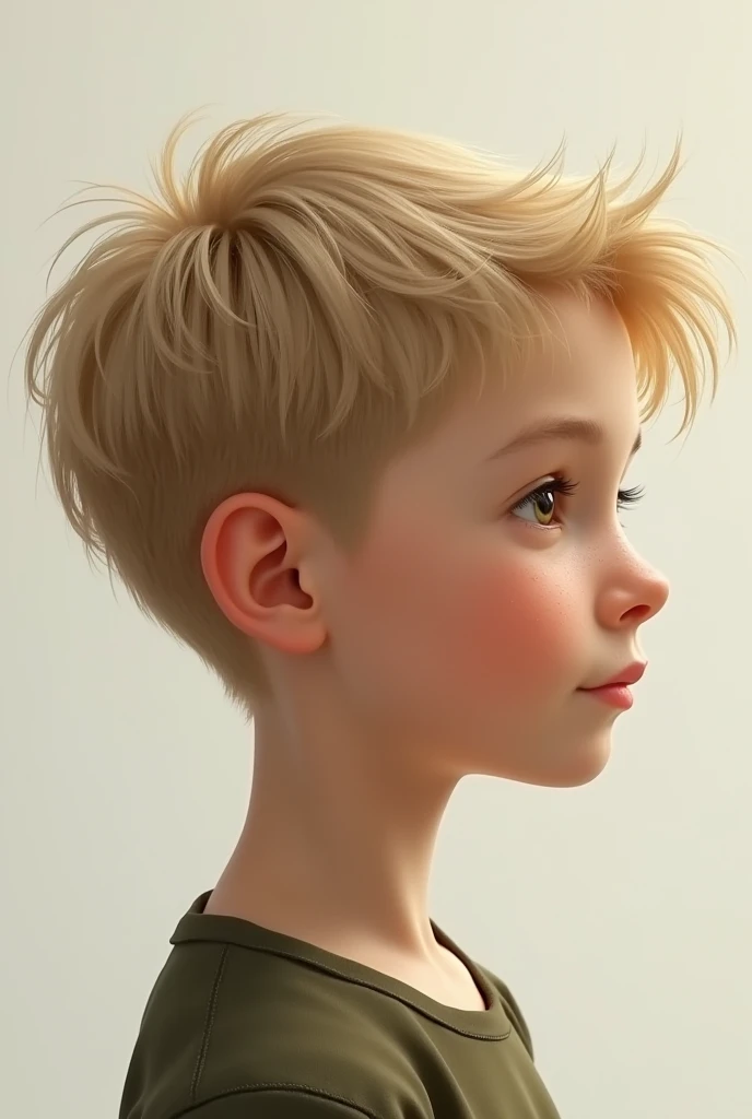 Model boy kid with blonde hair is styled in a modern and trendy manner, with a voluminous top that is swept to one side and slightly textured. The sides are closely trimmed, creating a contrast with the longer hair on top epic realism
High Resolution, Social Realism,