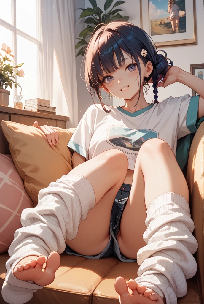 girl, Sweat, vapor, Medium chest, shy, fine hands, looking at the viewer, sexy look