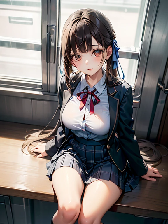 (Best quality, 8k, 32k, Masterpiece, UHD,:1.2),RAW, human, 1girl,ultra cute , ultra cute, natural lighting, transparent shining eyes, 20yo, medium breast ,femur, fair complexion , flushed face, ((school uniform)), sitting on the floor, surrounded by many many sushi, confused,