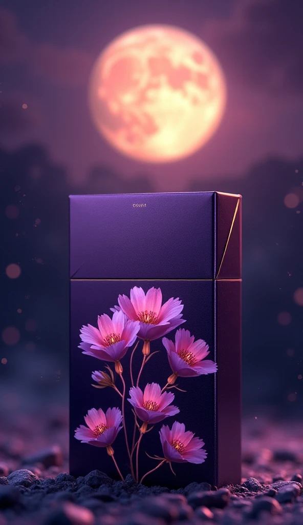 Cosmetics commercials，Blend into the water，under moonlight，surrounded by spring flowers，Morandi tones，crisp background
