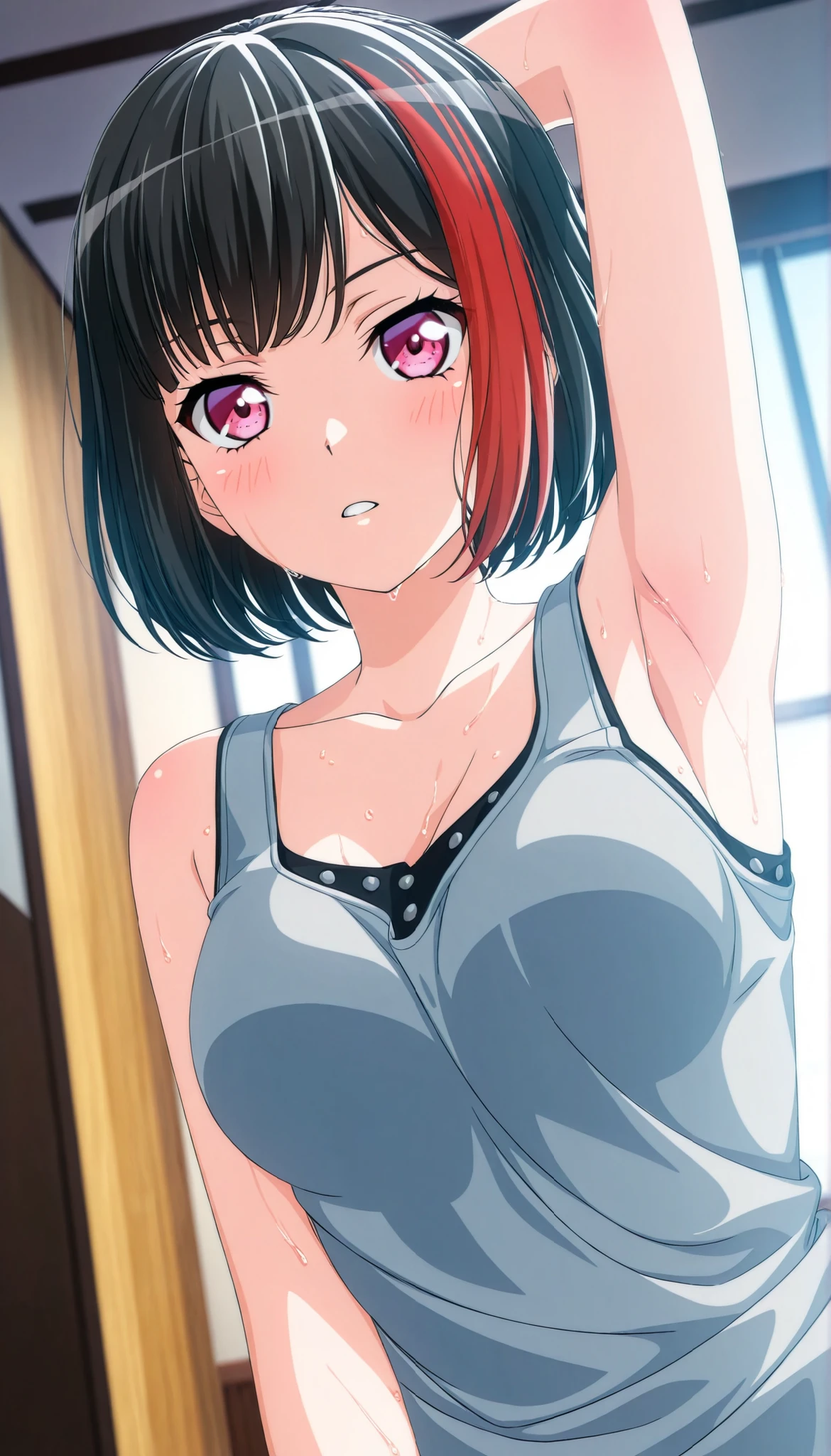 One Girl, alone, Watching,
araragitsukihi, hair ornaments,short hair, Ahoge, good, egg hair ornaments, Parted bangs,Panties in full view,Sweat Anger,blush, Open your mouth,Ruins at night