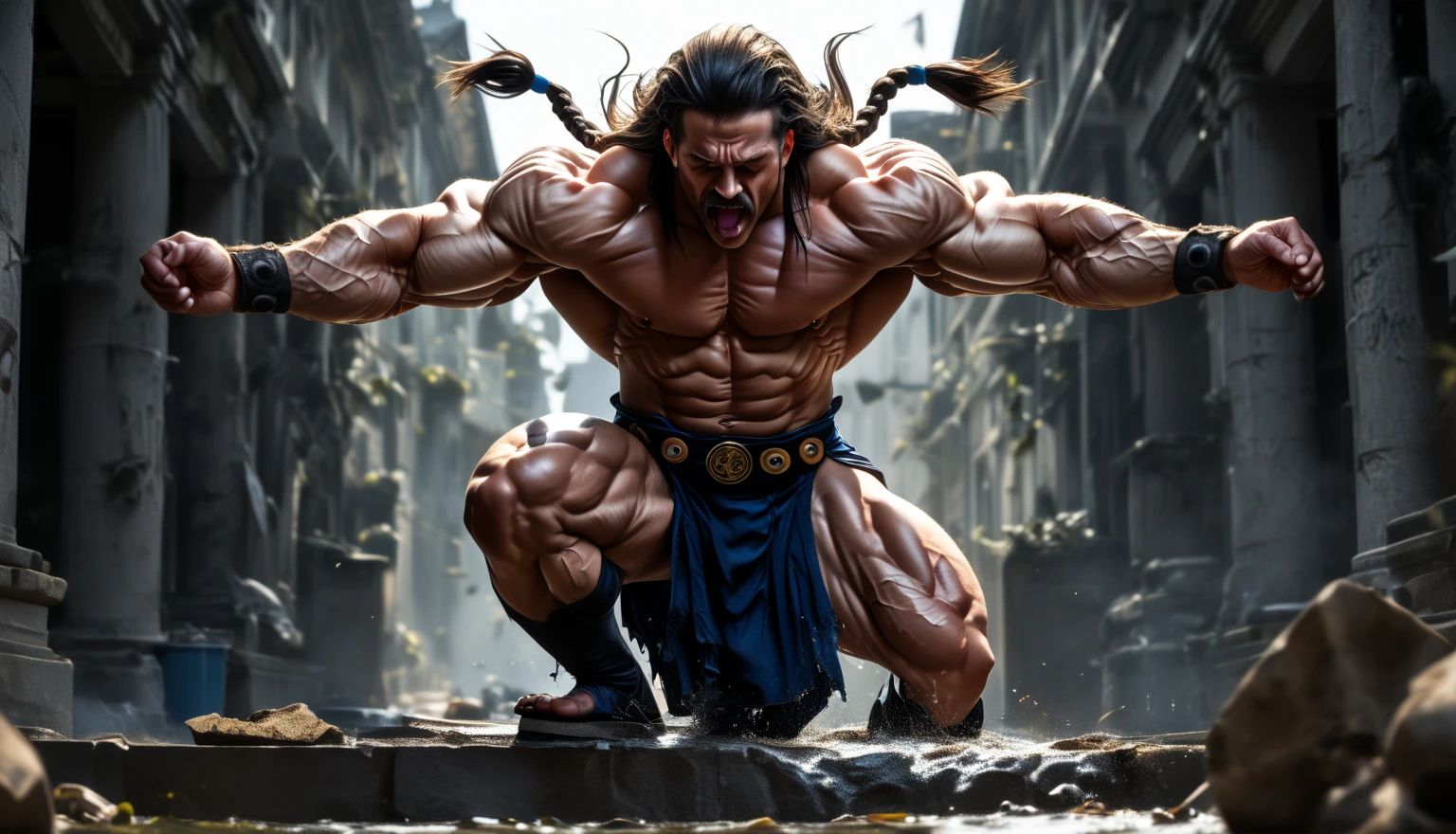 (beautiful girl:1.25), (megan fox:1.25), (large fake breasts:1.25), (young naked bodybuilder girl:1.25), (huge muscular arms:1.25), seductive face, mouth wide open carnage style, long red hair, perfect muscular body, super skinny legs, sissy, femboy, (full body view:1.25),