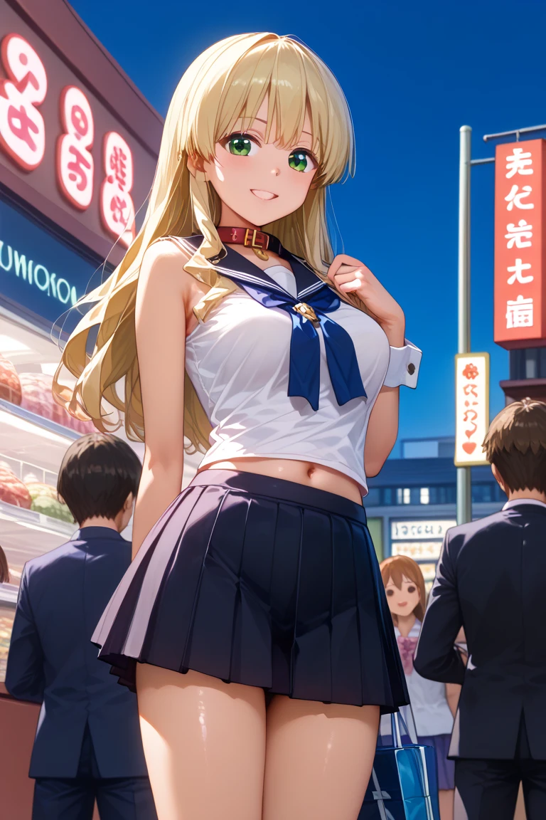 (best quality:1.5, highres, UHD, 4K, detailed lighting, shaders), blonde wavy hair, gyaru, large breasts, short sleeve , cleavage, unbuttoned shirt, bra, sexy, skirt, (pov, close shot), earrings, smiling, standing, classroom background (masterpiece, best quality, hi res:1.2), 1girl, (solo:1.2), pklacey, detailed skin, street, park, trees, grass, backlessclothes, backless dress, purple dress, close-up portrait of an anime heroine full of confidence and mischief of the background of character selection of a group of anime girls with eyes of different colors, kantai collection style, full body, kantai collection gallery, arte oficialwork, personajes de azur carril, arte oficial, chicas de primera linea style, clear and sharp rpg portrait, character selection portrait, Also, 8K!!, Ilustraciones oficiales del anime., chicas de primera linea cg, finos detalles. chicas de primera linea, chicas de primera linea universe