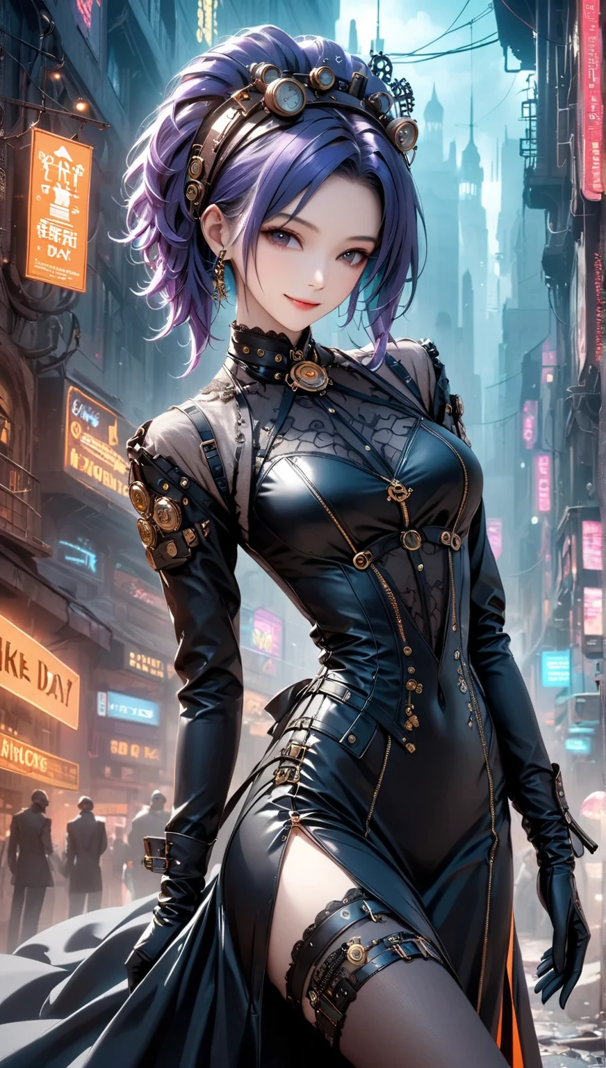 girl spacepunk,(((1girl))),((((black race)))),
(large breasts:1.4),saggy breasts,((((rainbow hair:1.35,rainbow hair)))),medium hair,((heterochromia:1.5, (yellow_eye and red_eye))),intricate eyes,beautiful detailed eyes,symmetrical eyes,((fat)),((((tan,dark skin,black skin:1.35,dark-skinned_female,dark skin:1.3,ebony skin,lustrous skin:1.5,bright skin: 1.5,shiny skin,very shiny skin,shiny body,illuminated skin,wet legs)))),(spider lower abdomen,narrow waist,wide hip,athletic body,inflated legs),((detailed face)),(+long colorful wavy hair),(freckles),((tattooed)),(cleavage overflow:1.3),
cute,slutty,sensual,seductive look,seductive,erotic,enchanting,((nsfw)),
(arm armor:1.3),(armor suit,nsfw neckline,armor legs),a muscular and perfect body,generous neckline,naked in gold body jewelry,juicy lips,bimbo lips,big puffy breast,micro breastplates,((afro curly hair)),bright skin,hazel Detailed Eyes,Double Eyelids,(((cyberpunk gold metal net jewelry BDSM))),gold metal cyberpunk tapes on body,metal Collar,metal gold futuristic tiny Panties t-strings,metal panties,a thin cupless bra,metal clothes,gold body jewelry,wet skin,she is naked,
(long sexy legs),(((wet clothes,intricate outfit,intricate clothes))),
(dynamic pose:1.0),solo focus,embarrassed,(centered,scale to fit dimensions,Rule of thirds),
cyberpunk city by the ocean at night, with bright neon signs and dark stormy clouds and puddles, scenery:1.25,nighttime, starry night, cosmos,Very dark night that makes the neon lights stand out, very bright neon lights,nighttime, starry night, cosmos,
artistic photography,(photography taken by sldr),highres, sharp focus,(ultra detailed, extremely detailed), (photorealistic artwork:1.37),(extremely detailed CG unity 8k wallpaper),((synthwave background theme)),(((vibrant colors))),intricate,(intricate background),(masterpiece),(best quality),perfect rendered face,perfect face details,realistic face,photo realistic,analog style,((intricate detail)),(((realism))),