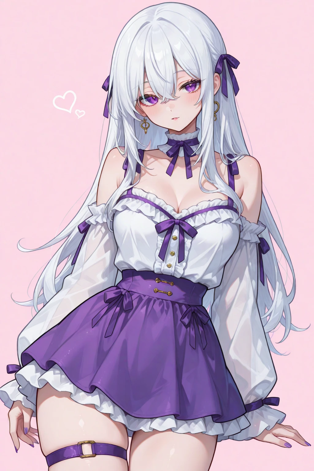 disorganized,Cute Bunny Girl,silvery white eyes,pink purple dress, face,but、make your chest bigger、slim your waist,have a good figure,spread your legs,lift up the skirt,Detailed lace lingerie