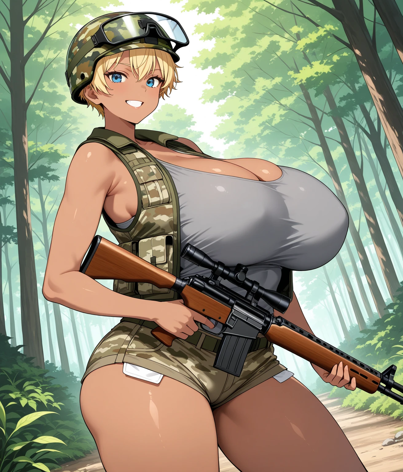 Young and athletic girl Gigantic breasts. huge breasts. oppai. big nipples. Blue eyes. blonde hair up. Tattered cloths. big guns. Wild look. triangular path. parts. Swedish. movie scene. topless. naked from the waist up